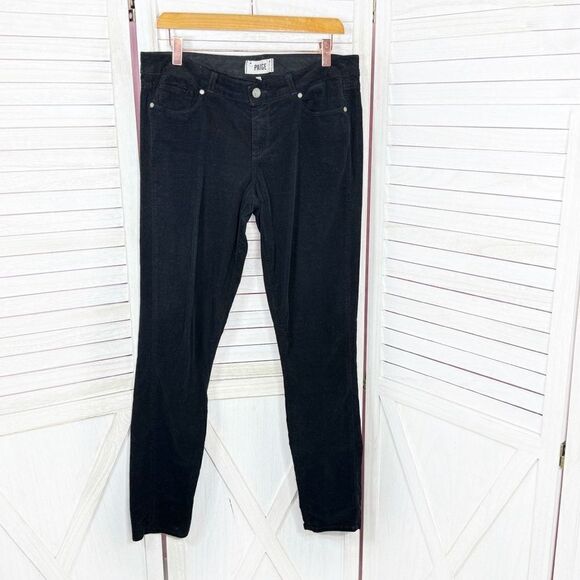Paige Verdugo Ultra Skinny Velvet Micro Corduroy Jeans Overdye Black 30 - Picture 2 of 14